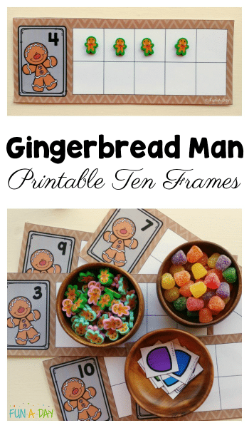 Gingerbread Man Printable Ten Frames for Preschool