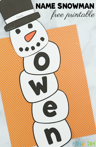 Name Snowman Preschool Craft and Free Printable - Fun-A-Day!