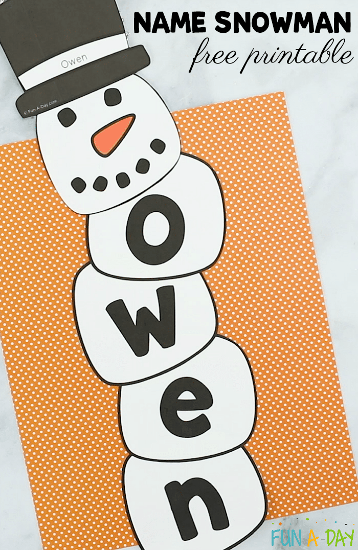 Name snowman activity and free printable