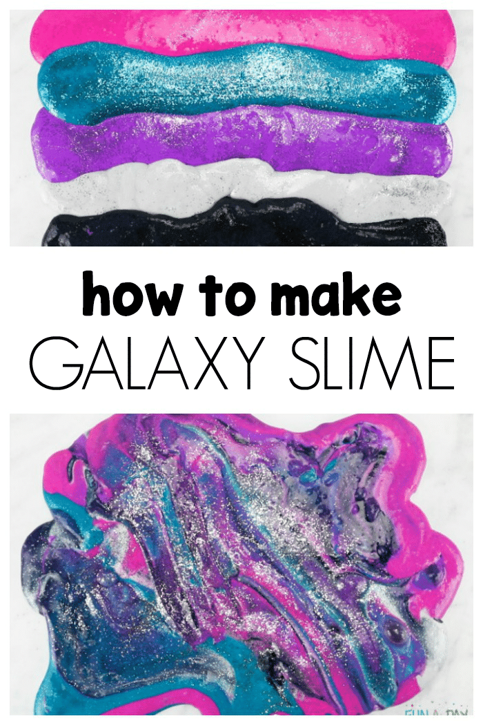 colorful slime photos with text that reads how to make galaxy slime