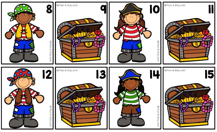 number cards for a pirate theme