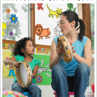 Teaching and child singing and playing instruments with text that reads your most important teaching resource