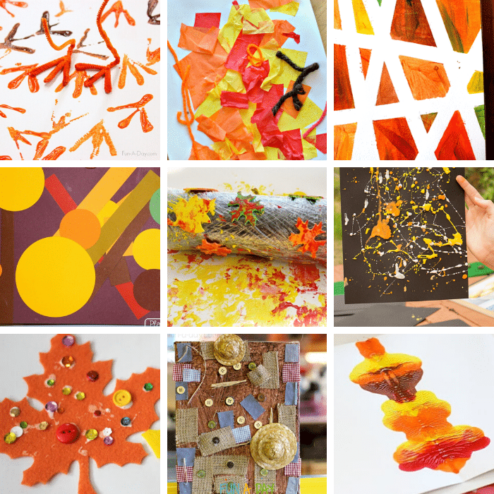 collection of fall process art for kids