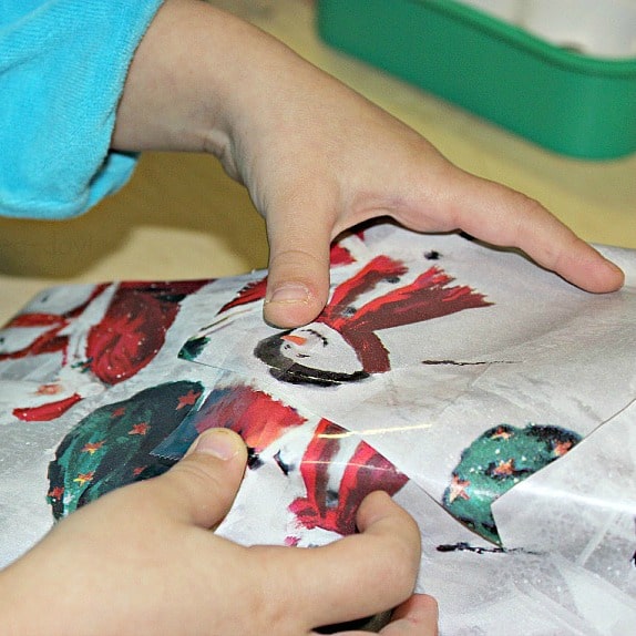 wrapping presents - christmas activities for preschoolers