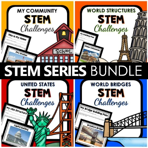 STEM challenges covers with text that reads STEM series bundle.