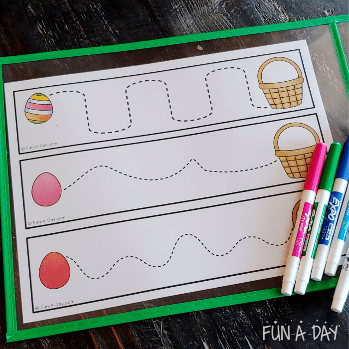 preschool easter tracing printable with dry erase markers