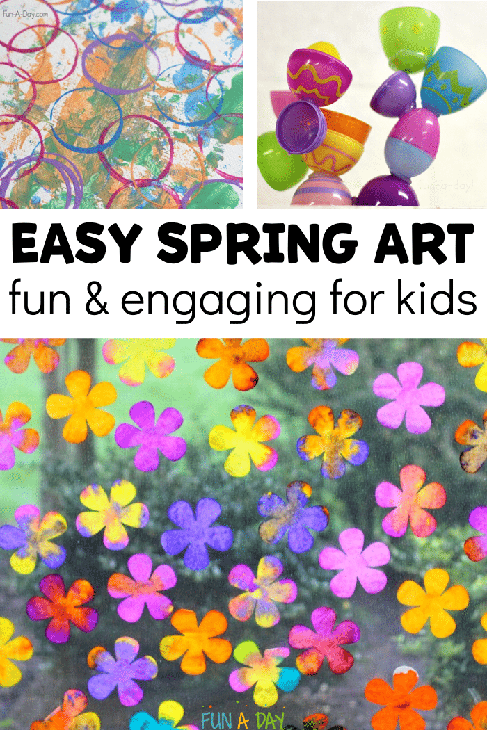 spring art images with text that reads easy spring art fun and engaging for kids