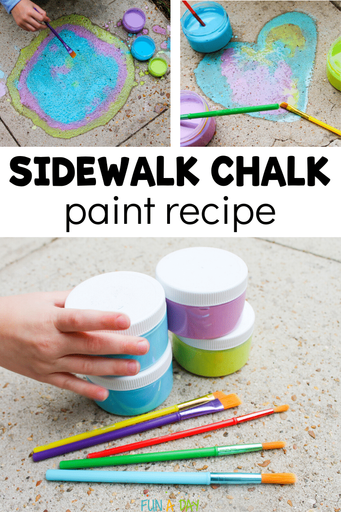 pictures of kids using sidewalk chalk paint 