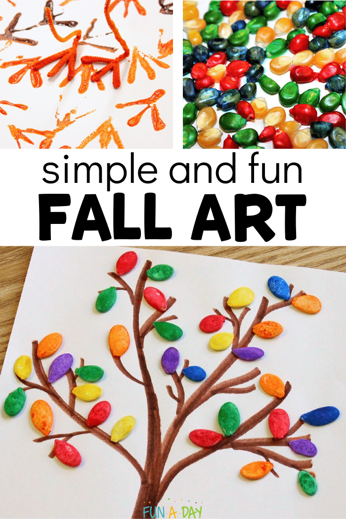 3 preschool art images with text that reads simple and fun art