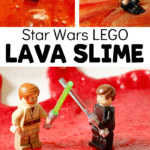 collage of slime with lego minifigures with text that says star wars lego lava slime