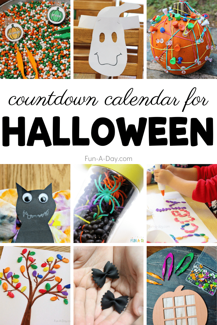 halloween activities images with text that reads countdown calendar for halloween