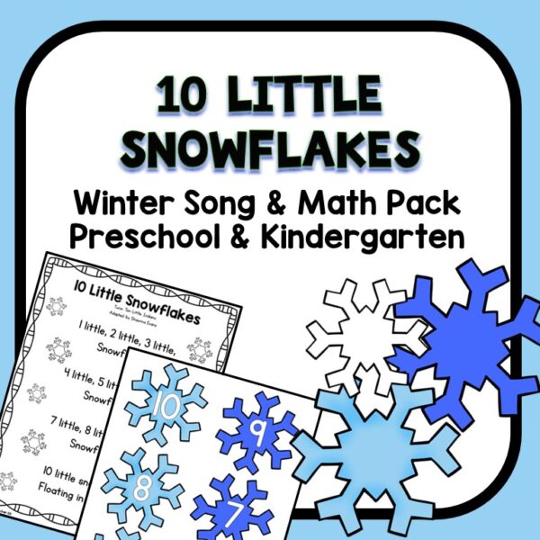 cover image for preschool lesson plans on 10 little snowflakes song
