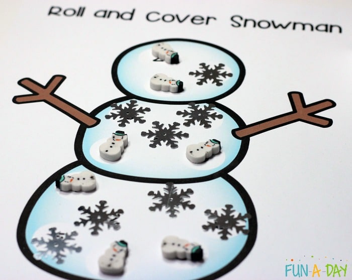 close up of snowman roll and cover printable