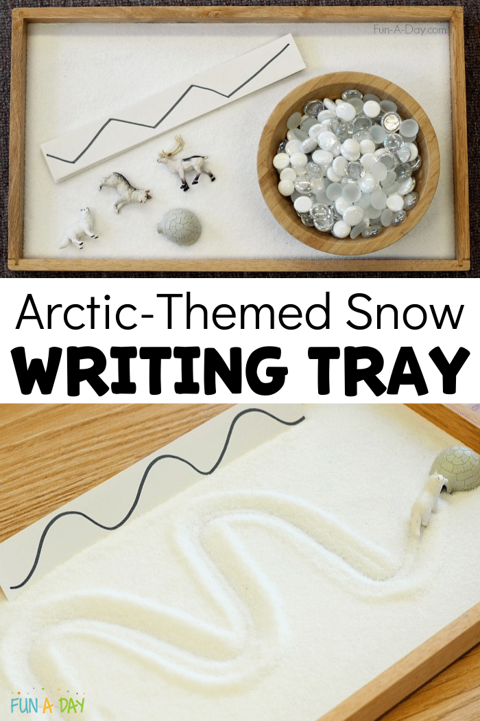 Snow Writing Tray for a Preschool Arctic Theme - Fun-A-Day!