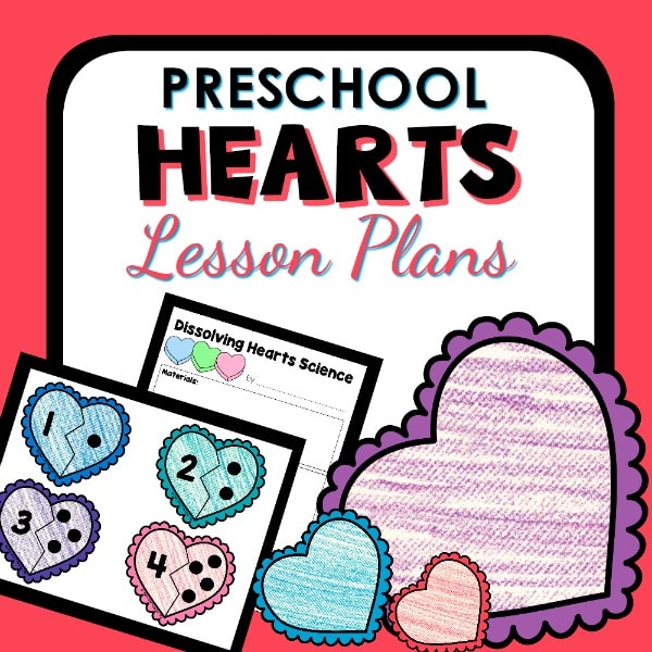 Preschool hearts lesson plan resource cover.