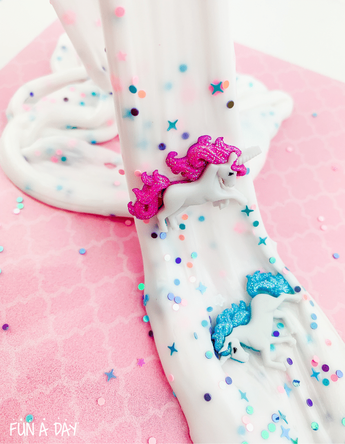 Unicorn slime being stretched.