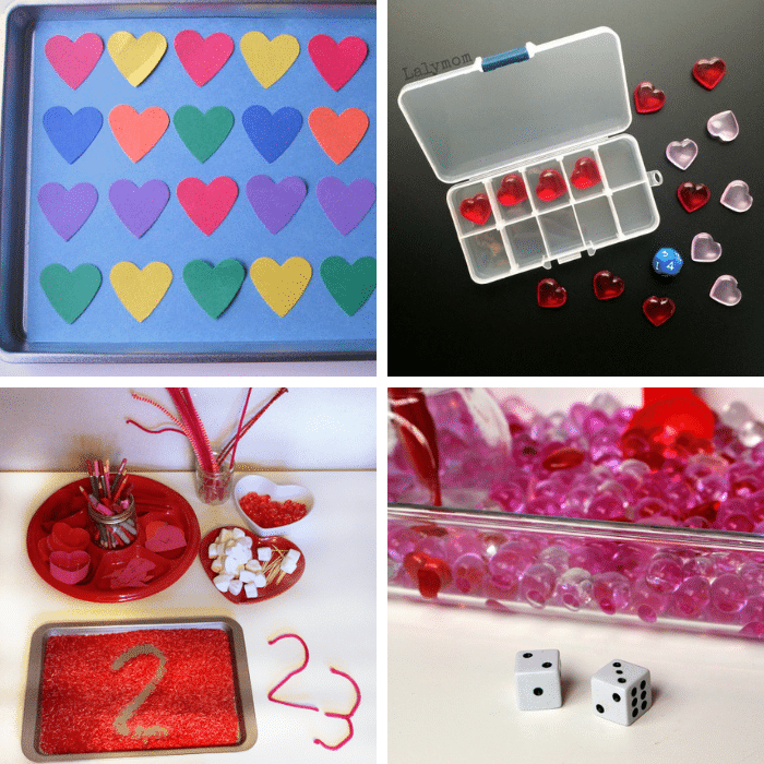 4 different valentine math activity ideas.