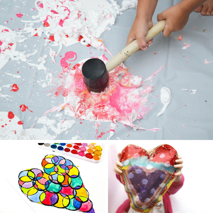 3 preschool valentine art projects