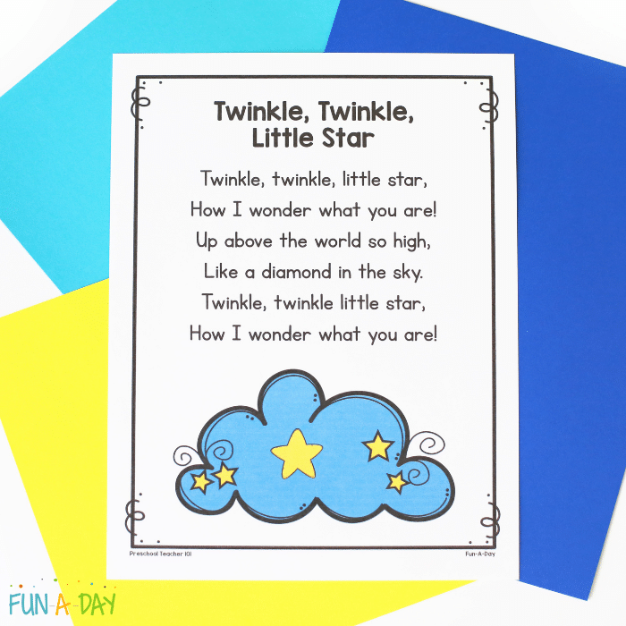 Twinkle, Twinkle, Little Stars printable poem.