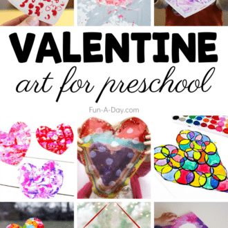 collage of valentine process art with text that reads valentine art for preschool