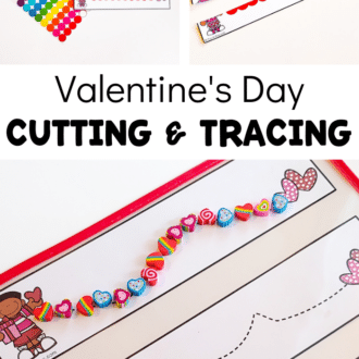 images of valentine tracing printables with text that reads valentine's day cutting & tracing