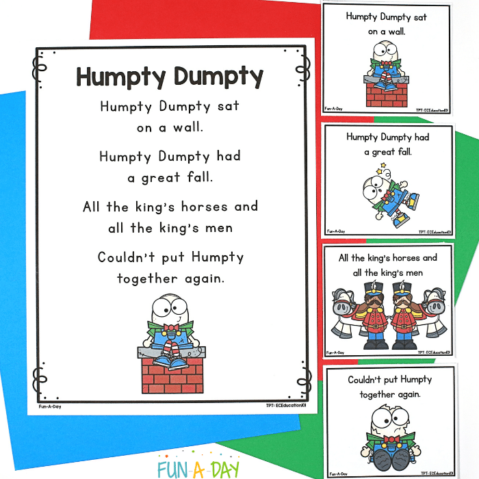 humpty dumpty printable poem and sequencing cards
