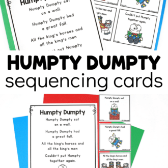printable nursery rhyme with text that reads humpty dumpty sequencing cards