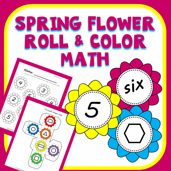 Spring flower roll & color math resource cover.