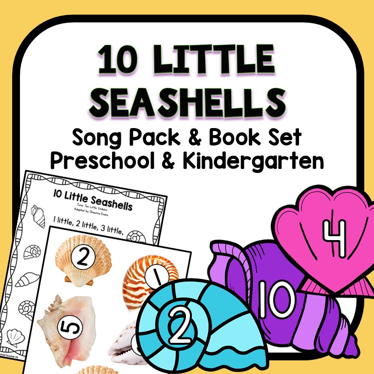 10 Little Seashells preschool resource cover.