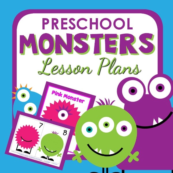 Monster-themed preschool lesson plan resource cover.