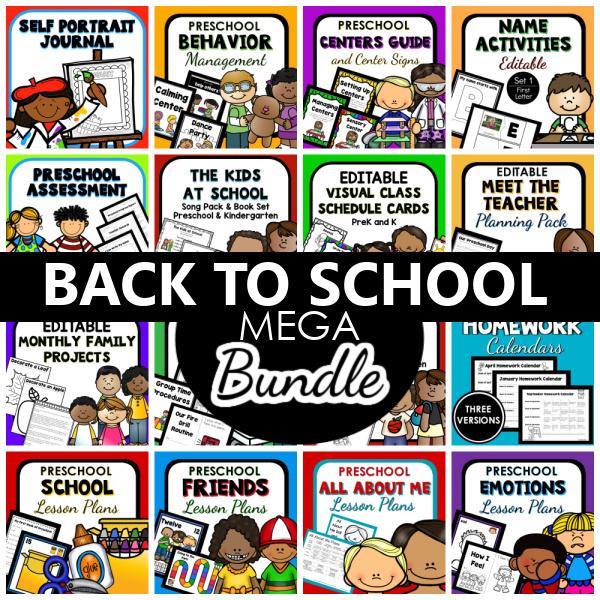 Back To School Mega Bundle preschool resource cover.