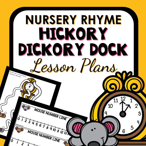 Hickory Dickory Dock lesson plans preschool resource cover.