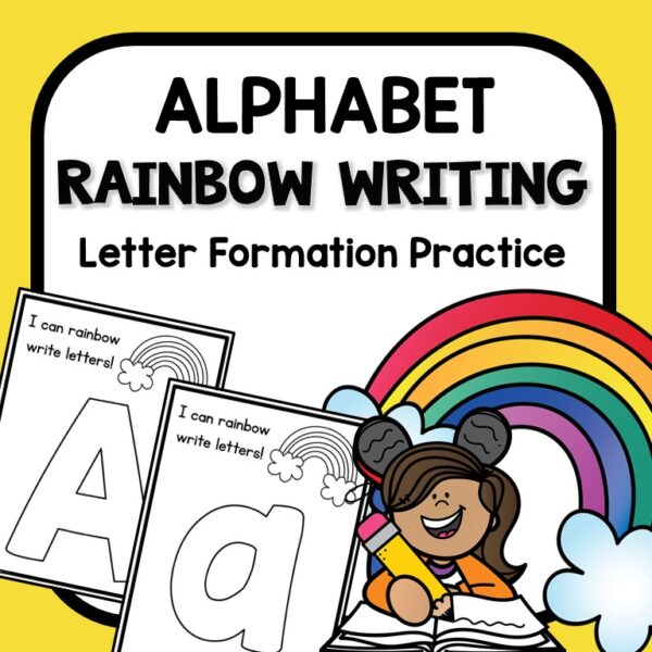 Alphabet rainbow writing cover.