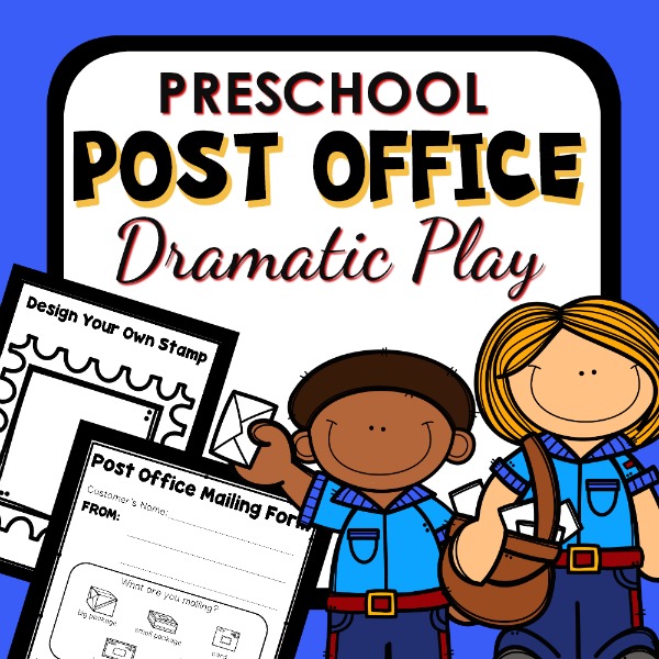 Post Office Dramatic Play preschool resource cover.