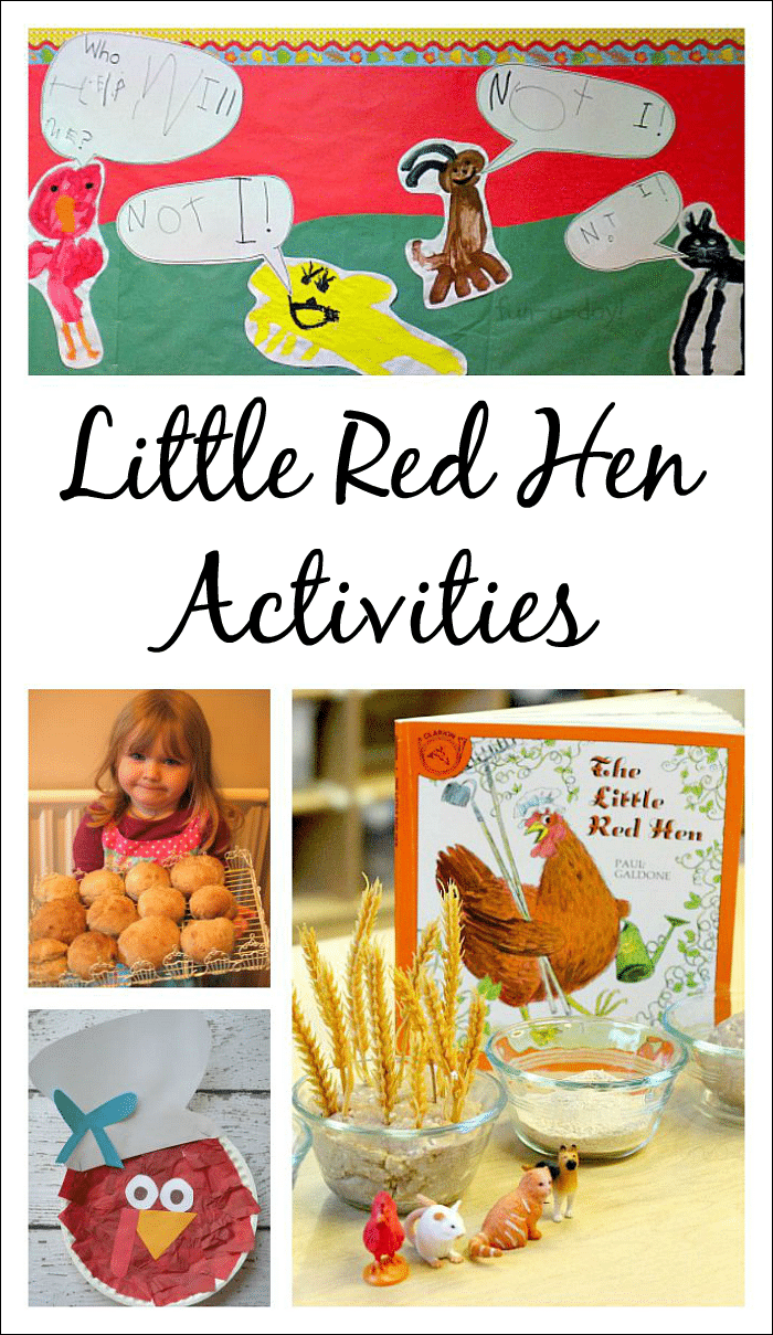 hands-on farm ideas with text that reads little red hen activities