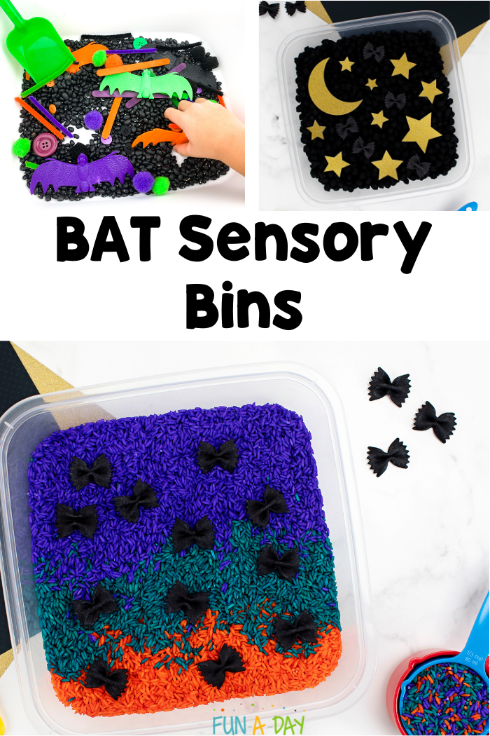 bat activities with text that reads bat sensory bins