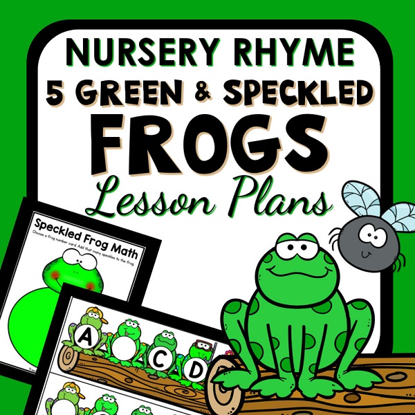 cover for preschool lesson plans for the book 5 Green and Speckled Frogs