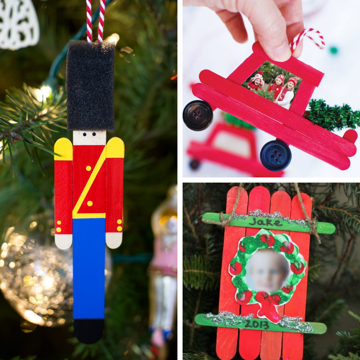 3 popsicle stick christmas ornaments preschoolers can make