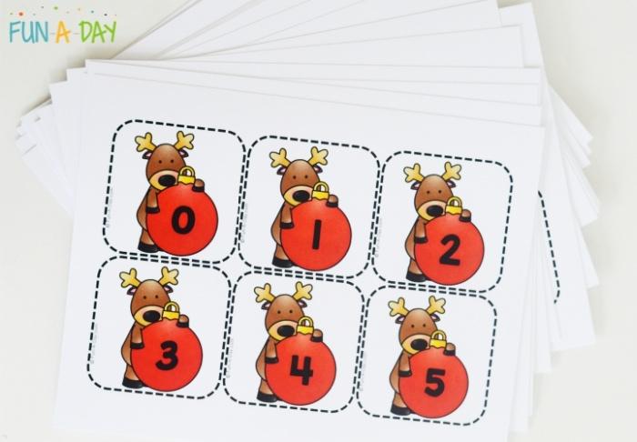 stack of printable christmas calendar numbers for preschool math activity