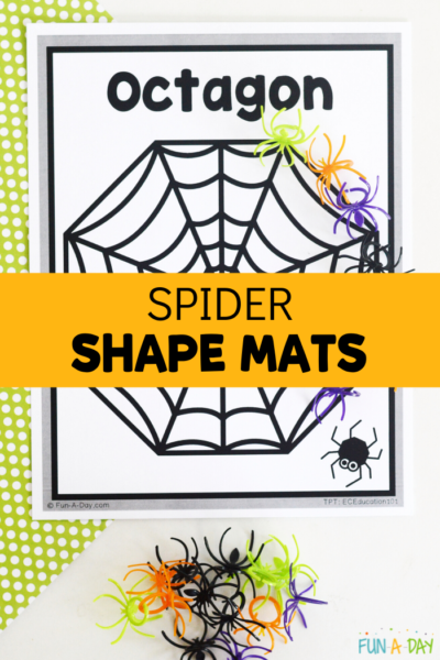 octagon spider web printable with words that read: spider shape mats