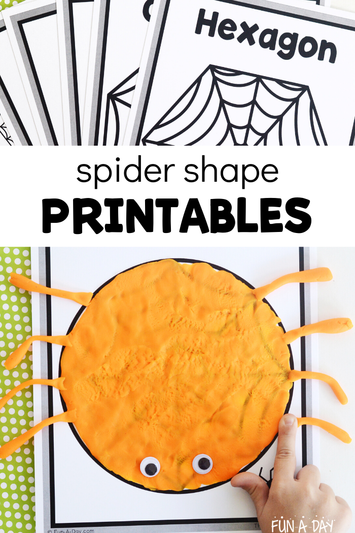 play dough on a preschool math printable that says: spider shape printables