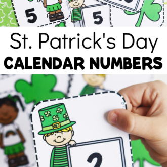 number cards with text that reads st. patrick's day calendar numbers