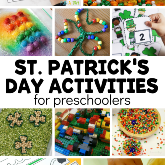 collage of march ideas with text that reads st. patrick's day activities for preschoolers