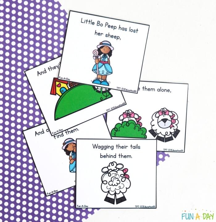 little bo peep nursery rhyme printable cards