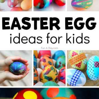 collage of decorated easter eggs with text that reads easter egg ideas for kids