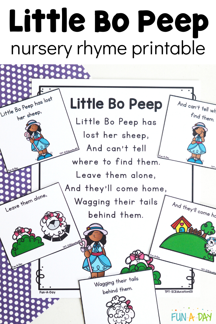 little bo peep printable and cards with text that reads little bo peep nursery rhyme printable