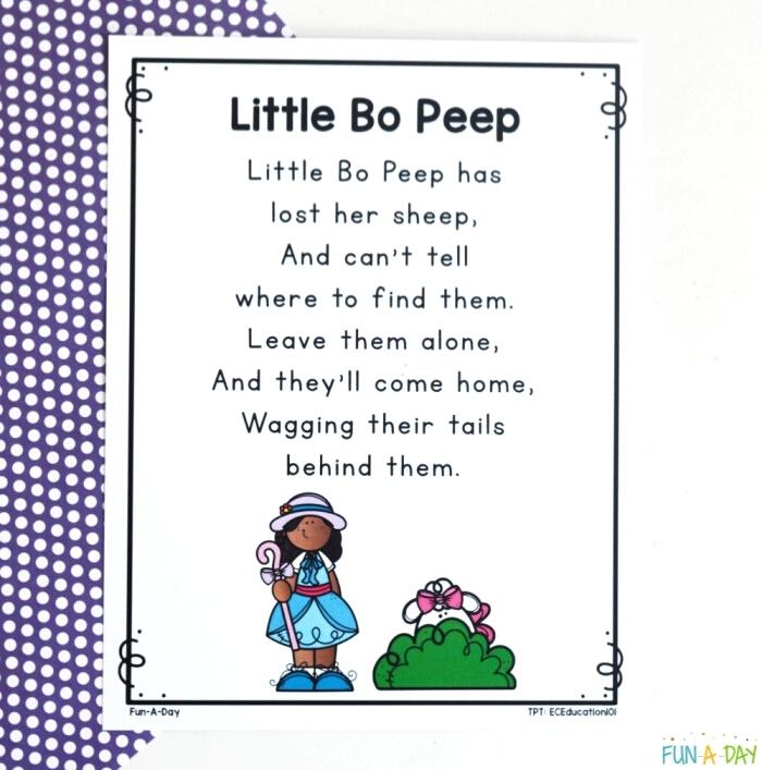 little bo peep nursery rhyme printable page