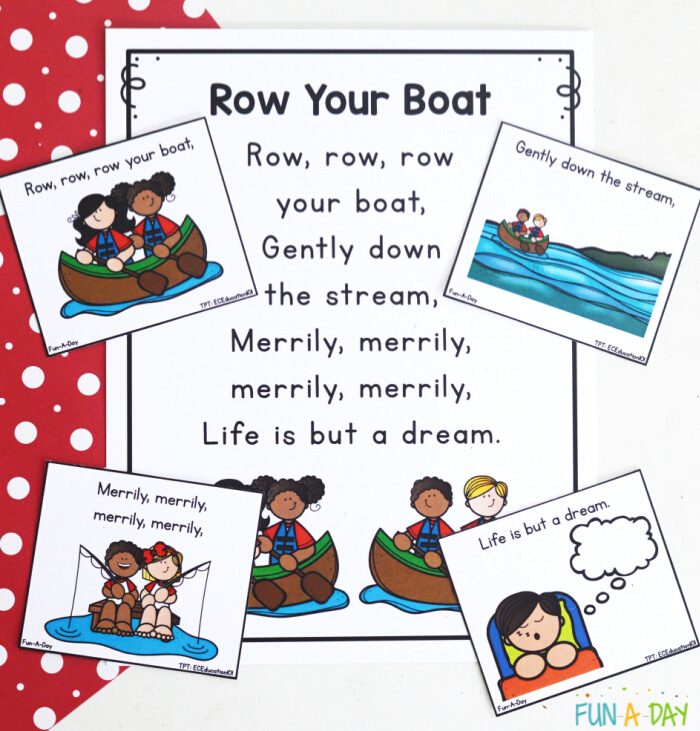 row your boat printable poem and sequencing cards