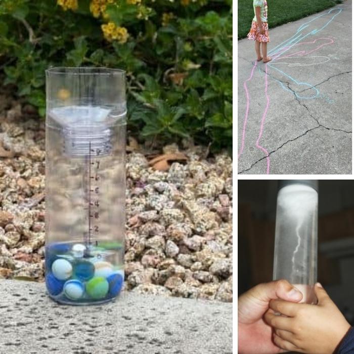 3 photos of weather-related spring science activities for preschool