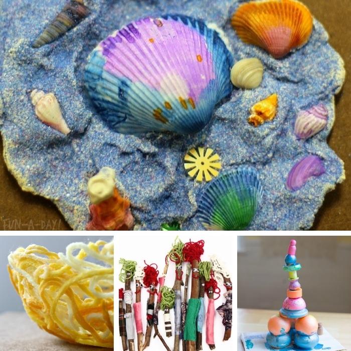 a collage of different ideas for 3d art projects for preschool kids - showing different finished projects